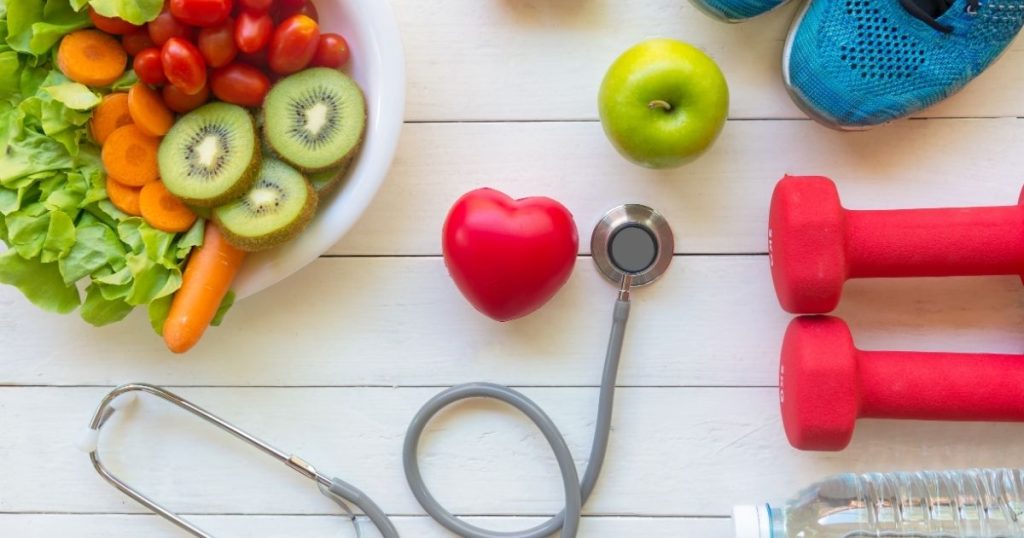 食事、ダンベル、健康